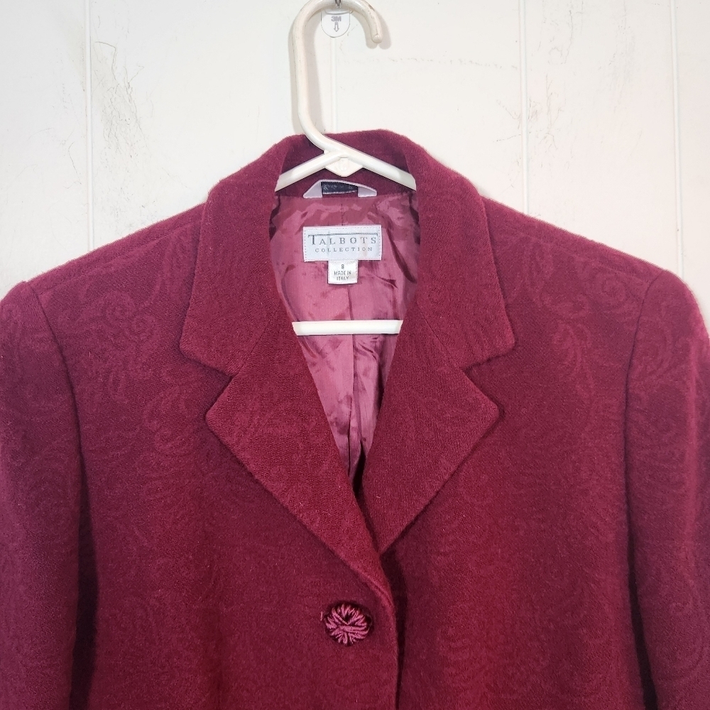 Talbots Collection Deep Red Textured Blazer Size … - image 3